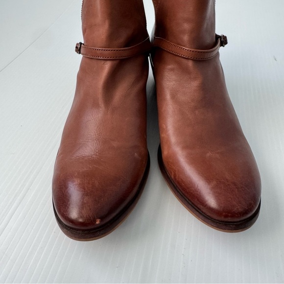 Sam Edelman Palmer cognac leather booties size 8 women’s stacked heel slip on - Picture 5 of 13